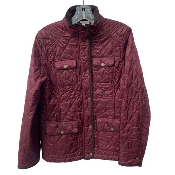 L.L. Bean Jackets & Blazers - Ll Bean Diamond Quilted Jacket Mockneck Burgundy Red Full Zip Womens S